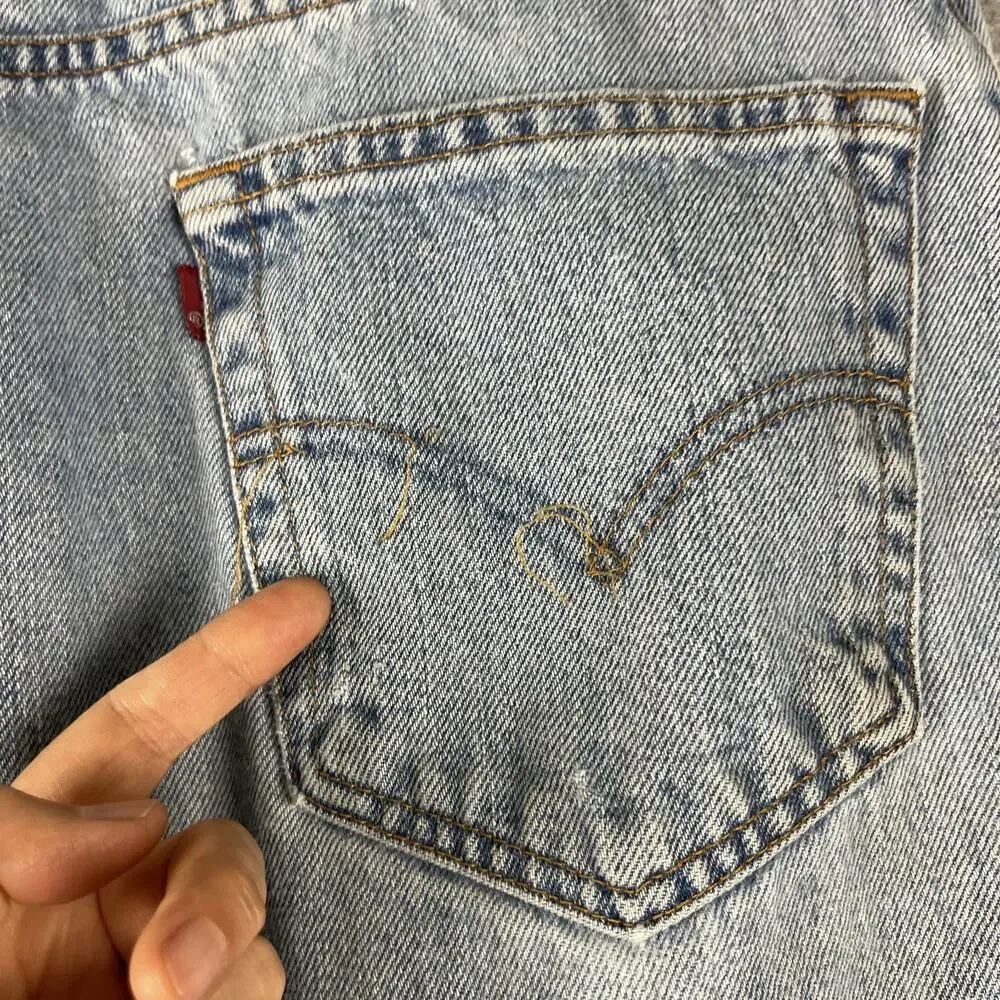 Vintage Levis 550 Jeans Mens 36x34 Relaxed Fit Light Wash 90s Thrashed Destroyed